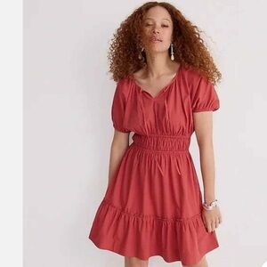 J. Crew Cinched-Waist Puff-Sleeve Mini Dress Size L euc